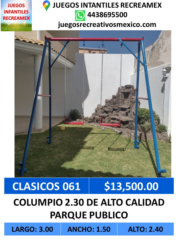 columpio 2 asientos de metal con 1.90m de alto